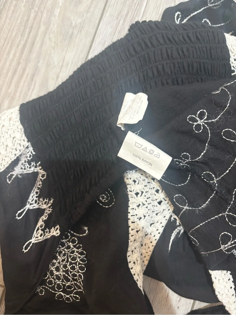 Black Halter Maxi Dress with White Crochet Trim - Picture 5 of 5